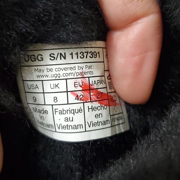 UGG Classic Ultra Mini Boot Black Suede Wool Ankle Shoe Men's US 9 New - Picture 7 of 13